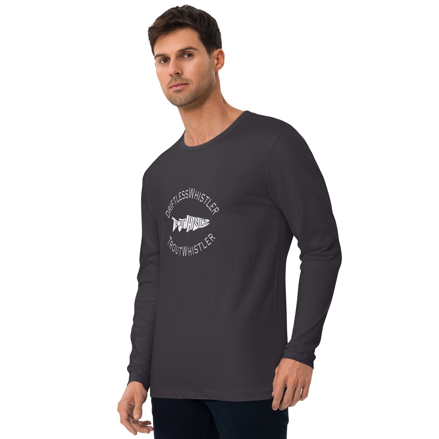 DriftlessWhistler - Long Sleeve Fitted Crew | Dark w/ White Logo