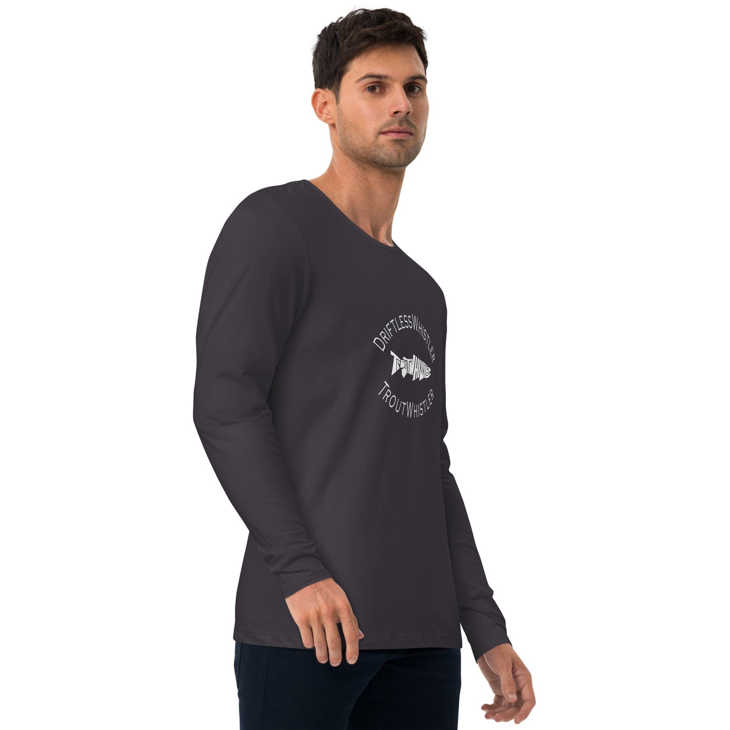 DriftlessWhistler - Long Sleeve Fitted Crew | Dark w/ White Logo