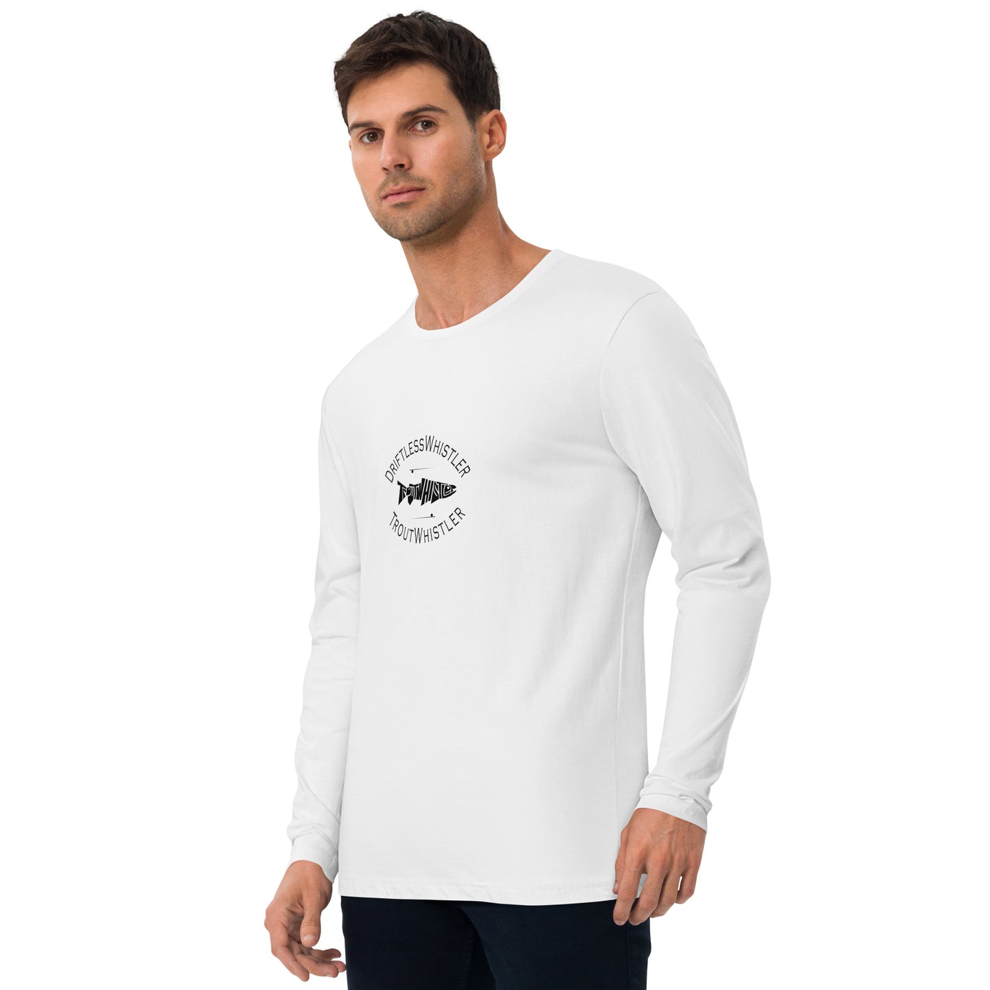 DriftlessWhistler - Long Sleeve Fitted Crew | Light w/ Black Logo