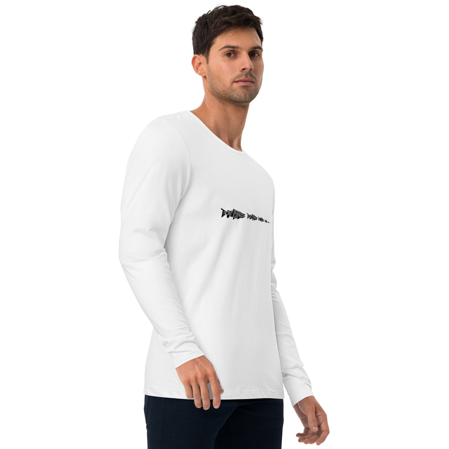 TroutWhistler - Long Sleeve Fitted Crew | Light w/ Black Multi-Logo