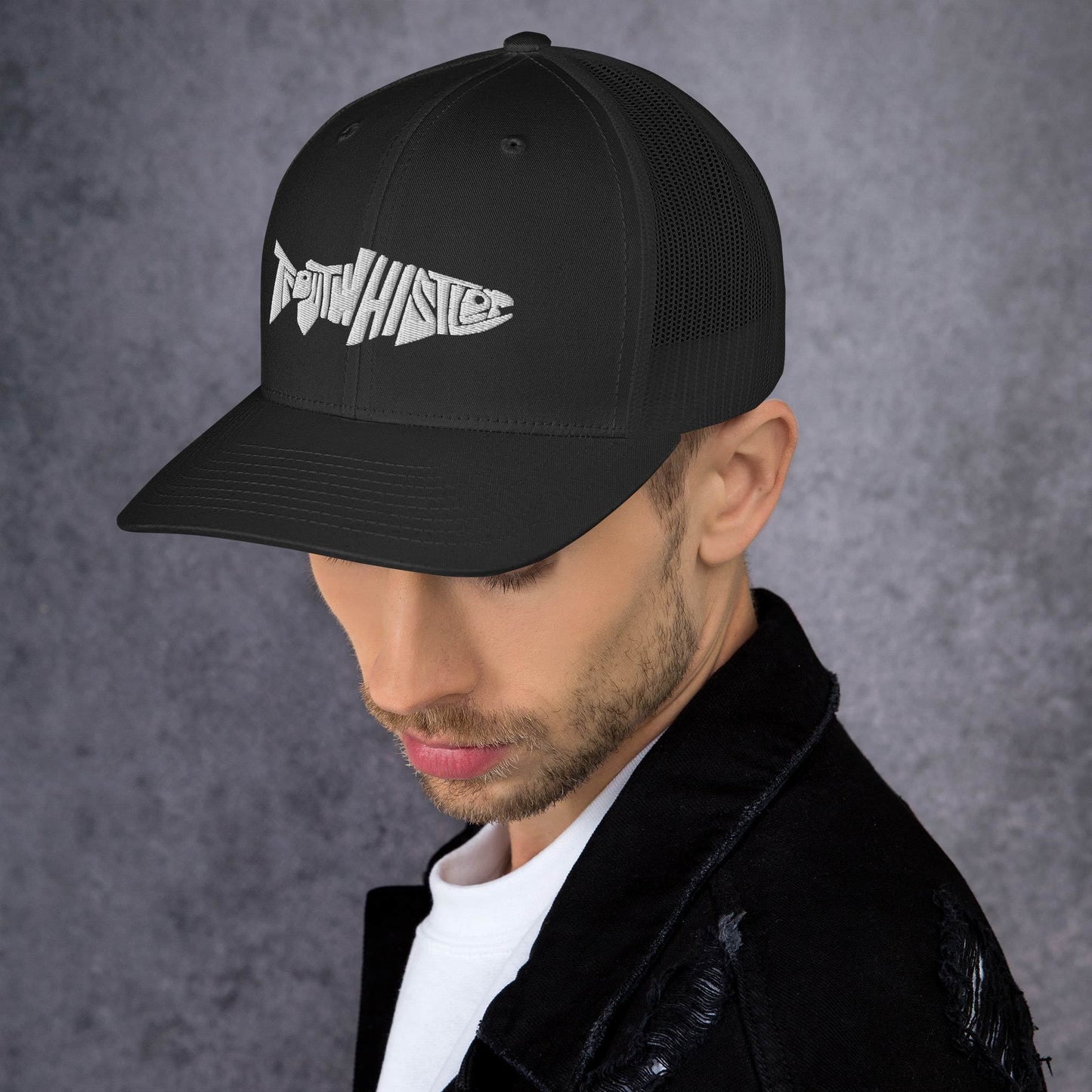 TroutWhistler - Trucker Cap | Dark w/ White Logo