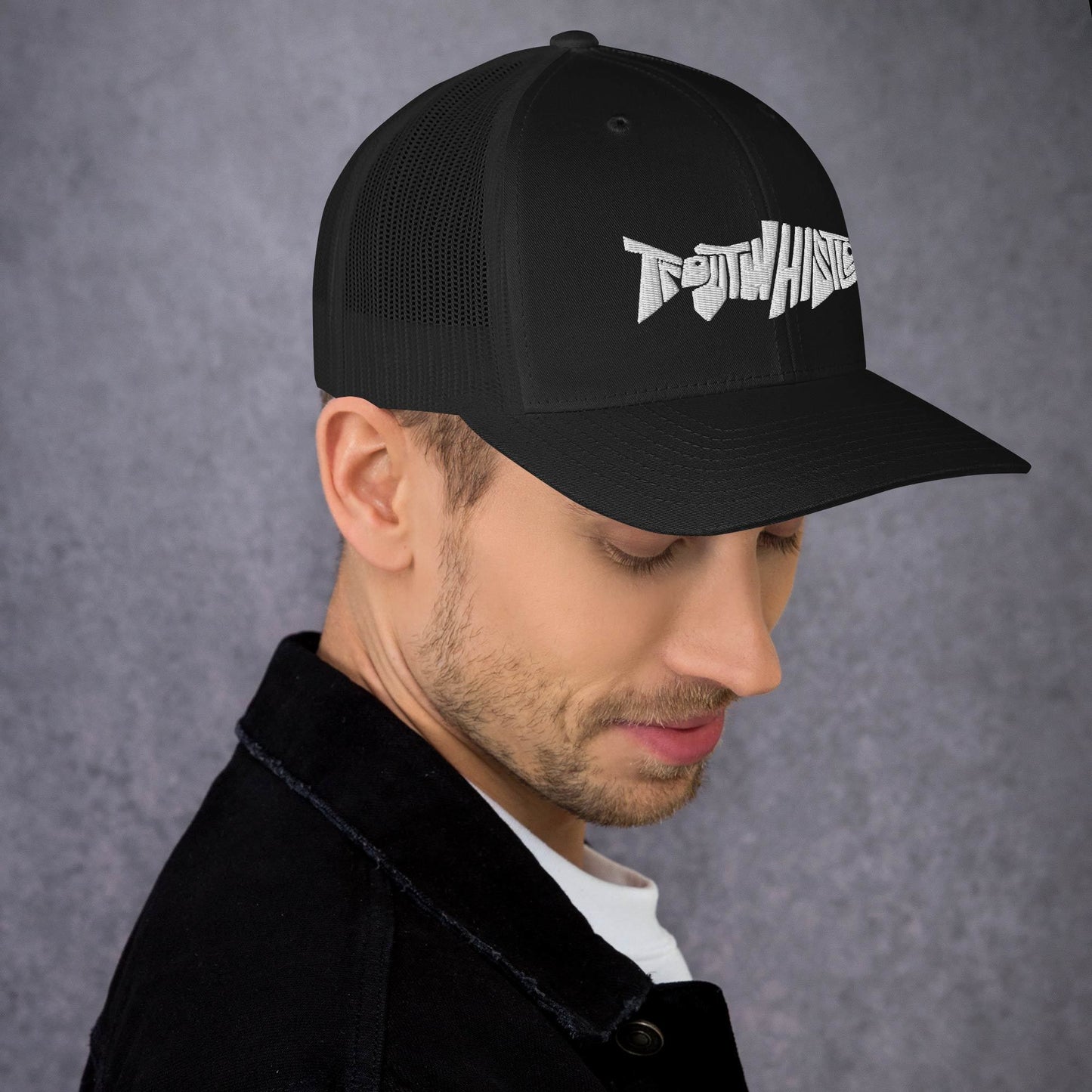 TroutWhistler - Trucker Cap | Dark w/ White Logo