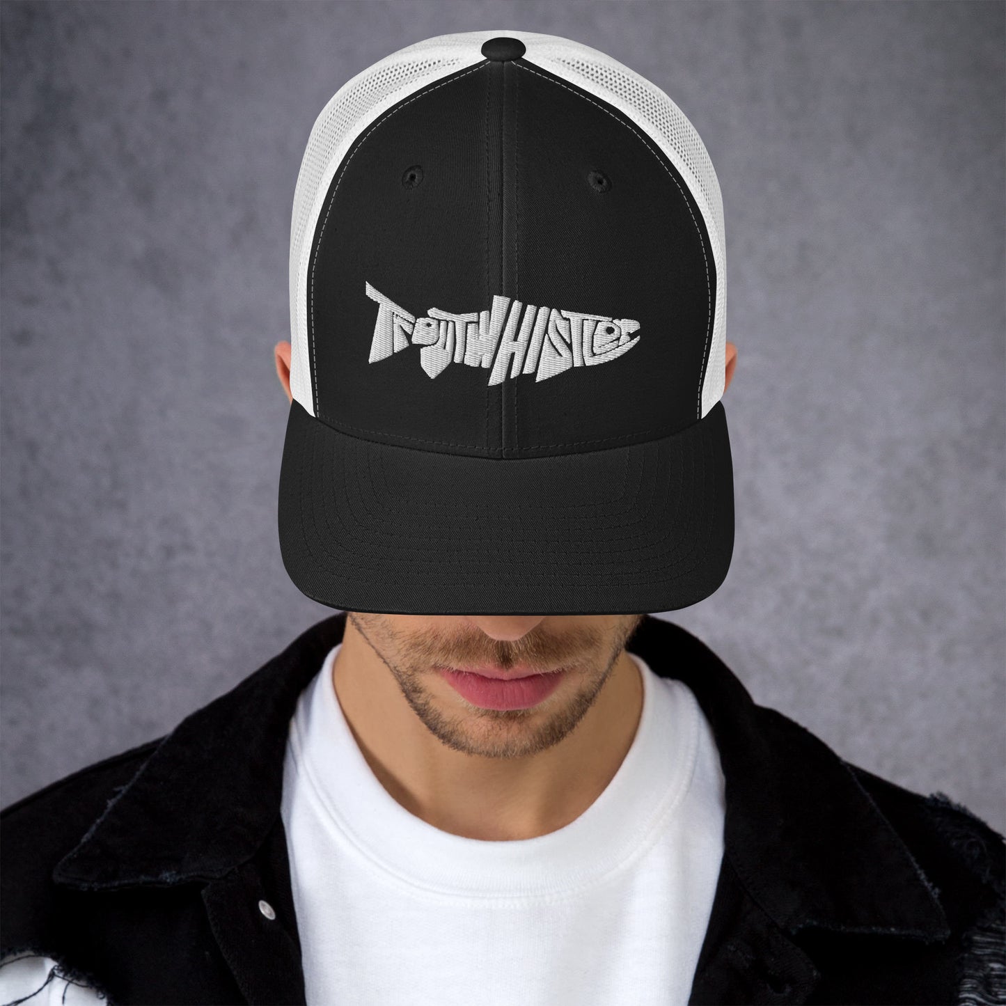 TroutWhistler - Trucker Cap | Dark w/ White Logo