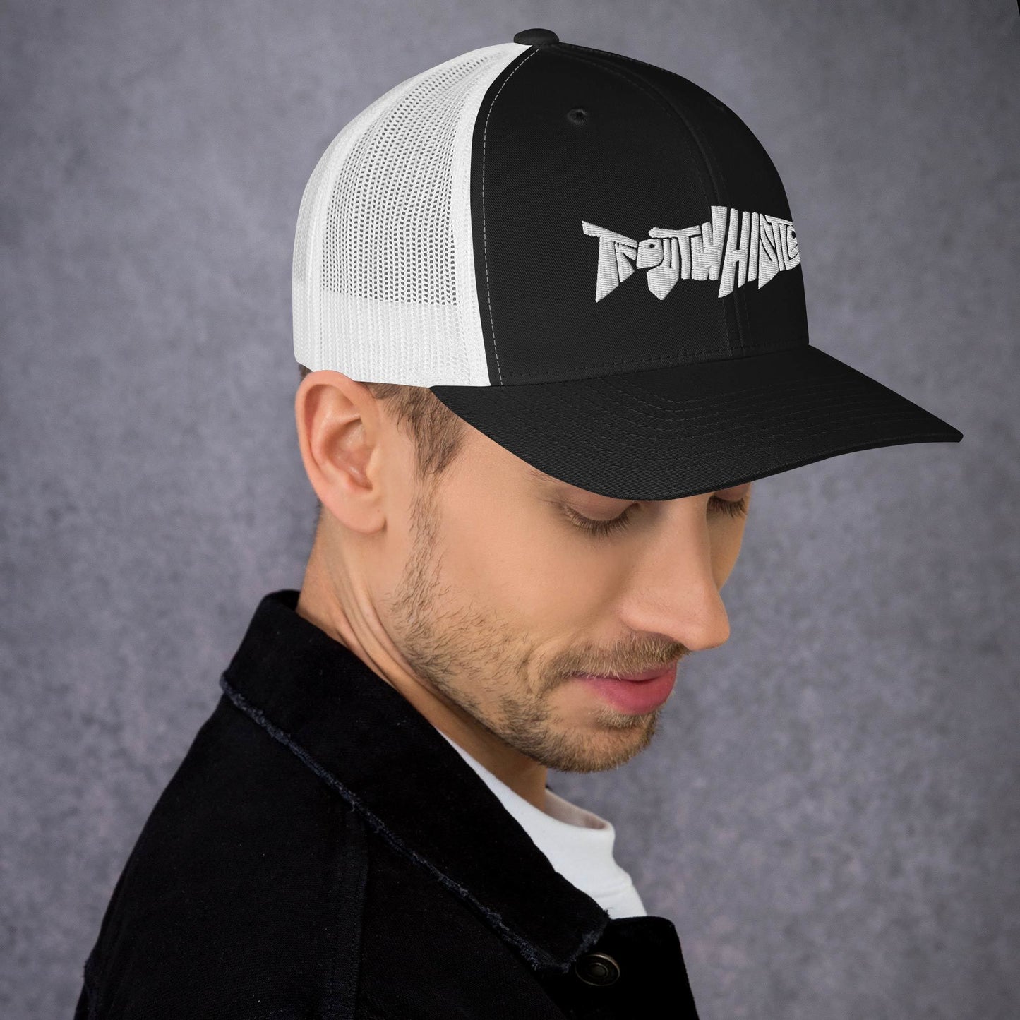 TroutWhistler - Trucker Cap | Dark w/ White Logo