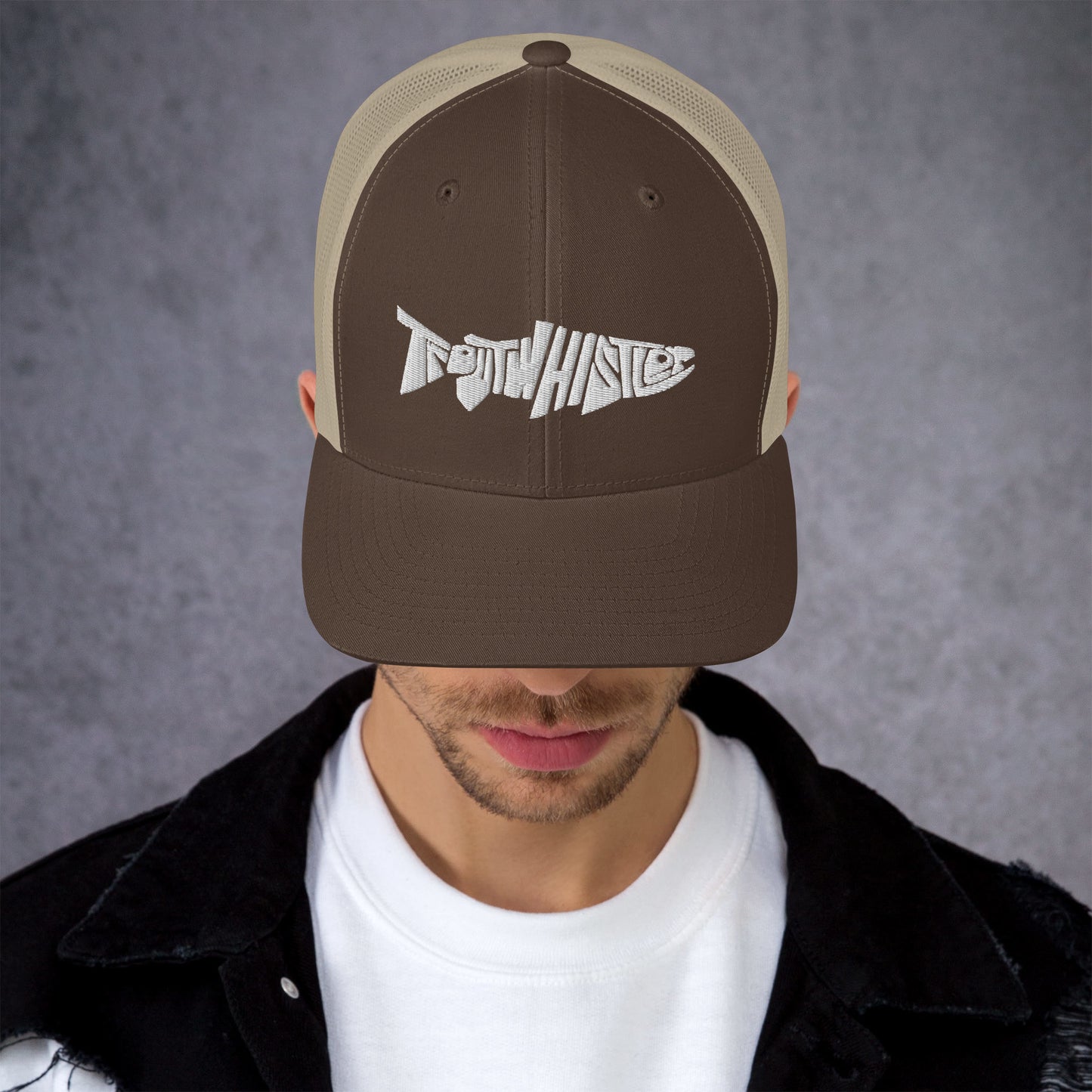 TroutWhistler - Trucker Cap | Dark w/ White Logo