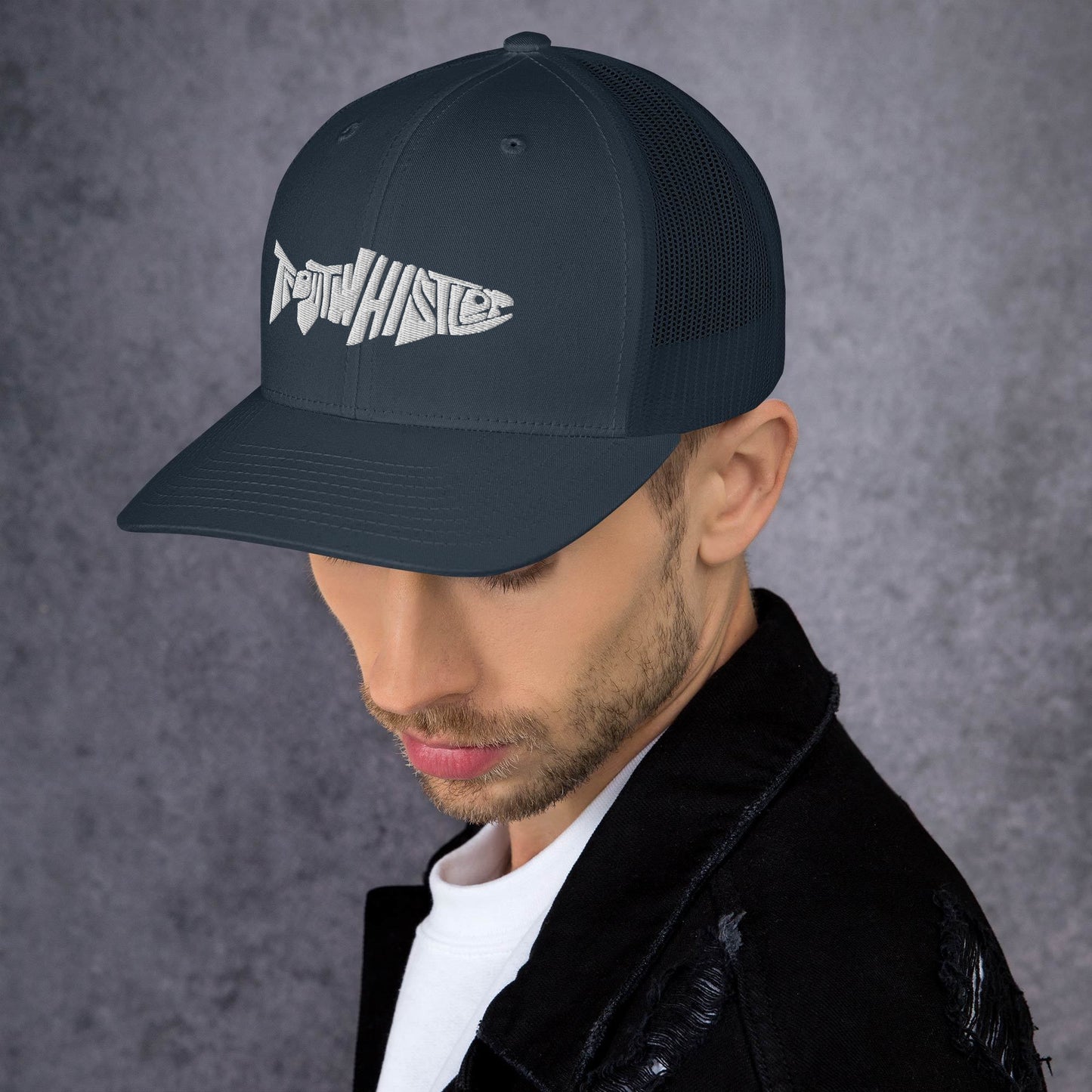 TroutWhistler - Trucker Cap | Dark w/ White Logo