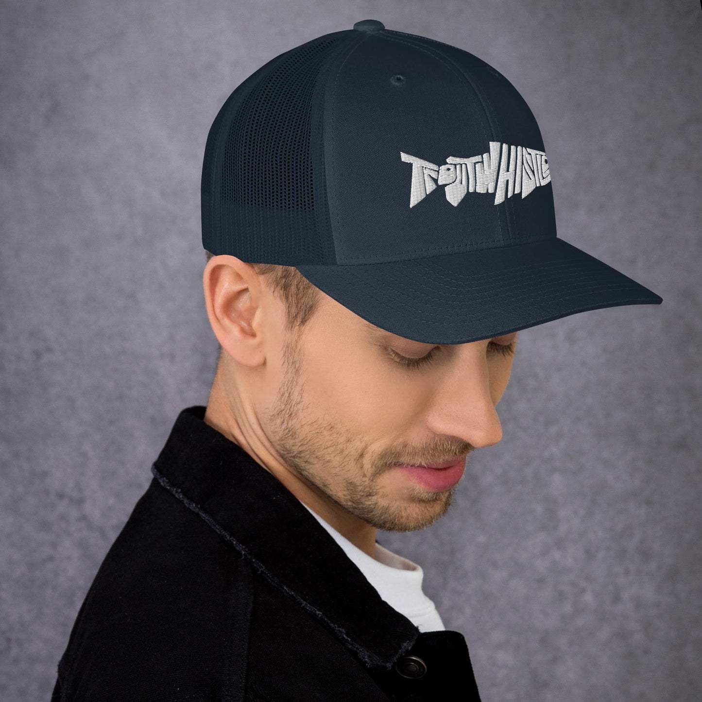 TroutWhistler - Trucker Cap | Dark w/ White Logo