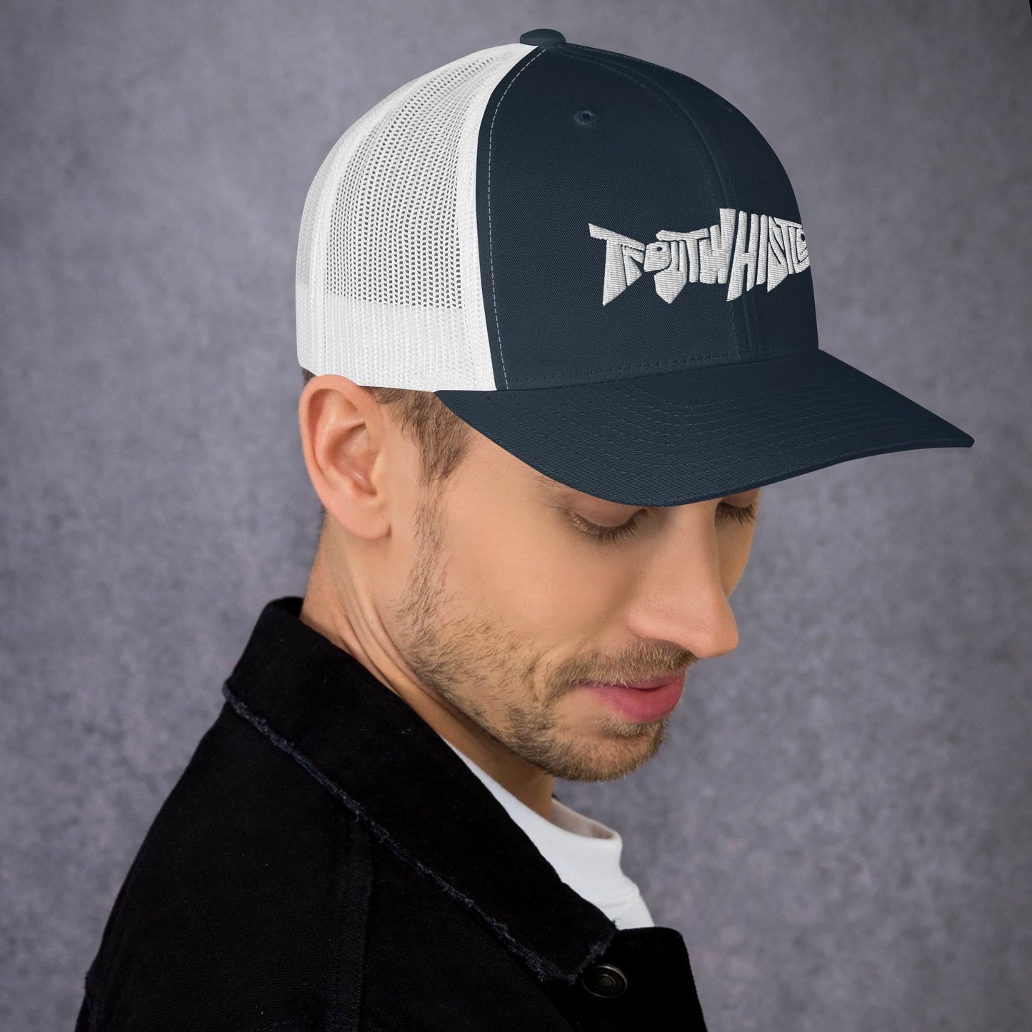 TroutWhistler - Trucker Cap | Dark w/ White Logo
