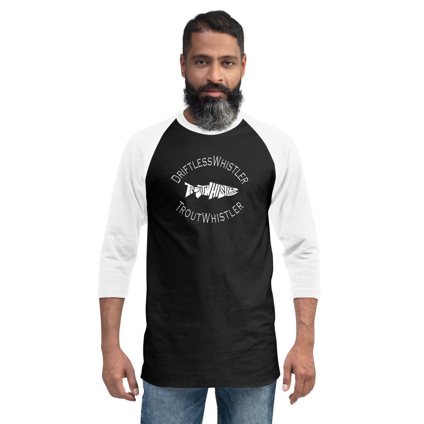 DriftlessWhistler - 3/4 Sleeve Raglan Shirt | Dark w/ White Logo