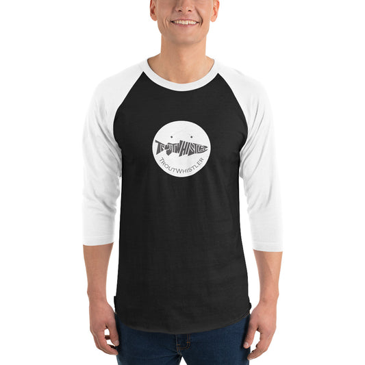 TroutWhistler - 3/4 Sleeve Raglan Shirt | Dark w/ White Round Logo