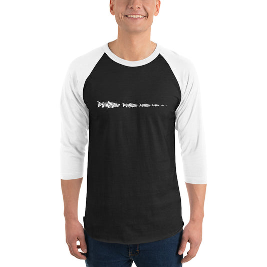 TroutWhistler - 3/4 Sleeve Raglan Shirt | Dark w/ White Multi-Logo