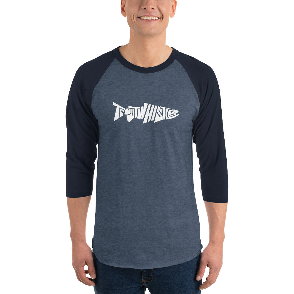 TroutWhistler - 3/4 Sleeve Raglan Shirt | Dark w/ White Logo
