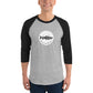 TroutWhistler - 3/4 Sleeve Raglan Shirt | Dark w/ White Round Logo