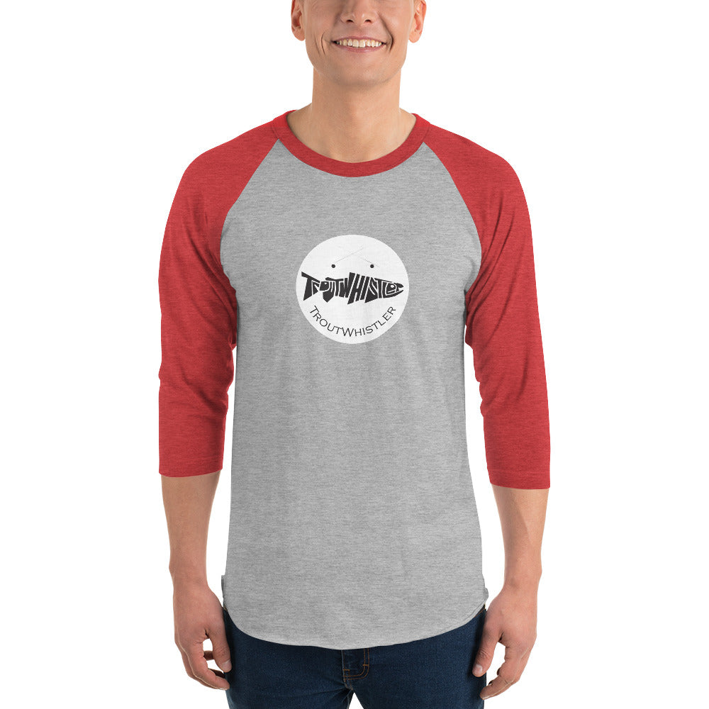TroutWhistler - 3/4 Sleeve Raglan Shirt | Dark w/ White Round Logo