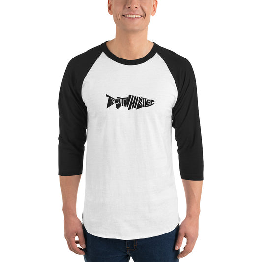 TroutWhistler - 3/4 Sleeve Raglan Shirt | Light w/ Black  TroutWhistler Logo