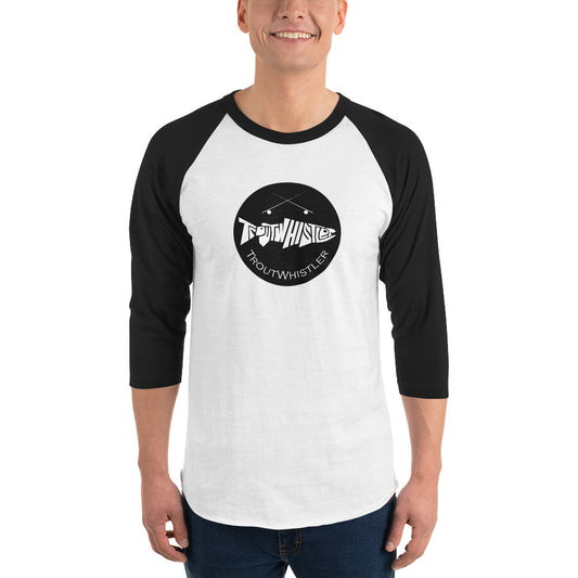 TroutWhistler - 3/4 Sleeve Raglan Shirt | Light w/ Black Round Logo