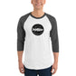 TroutWhistler - 3/4 Sleeve Raglan Shirt | Light w/ Black Round Logo