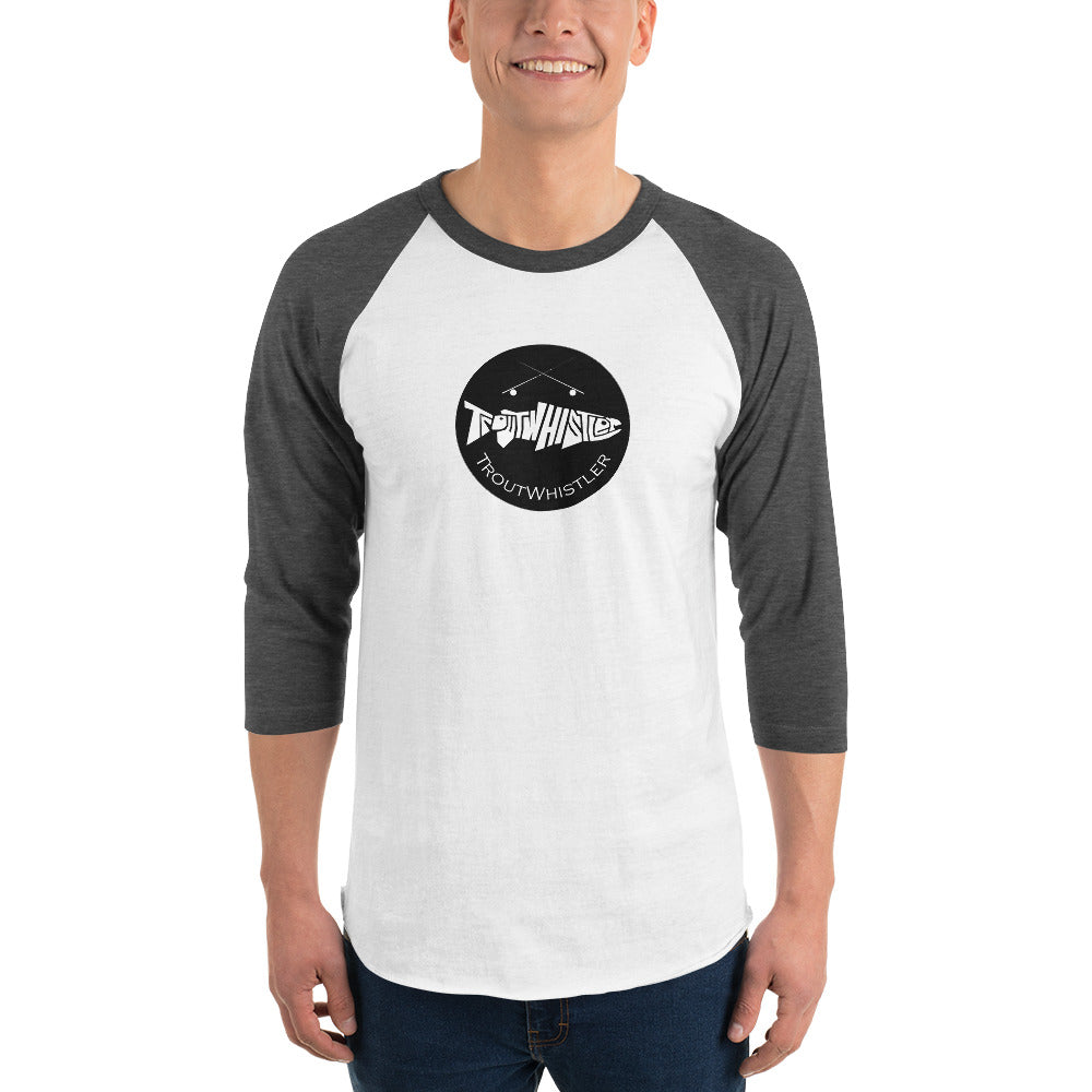 TroutWhistler - 3/4 Sleeve Raglan Shirt | Light w/ Black Round Logo