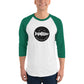 TroutWhistler - 3/4 Sleeve Raglan Shirt | Light w/ Black Round Logo
