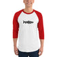 TroutWhistler - 3/4 Sleeve Raglan Shirt | Light w/ Black  TroutWhistler Logo