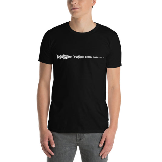 TroutWhistler - Short-Sleeve Unisex T-Shirt | Dark w/ White Multi-Logo
