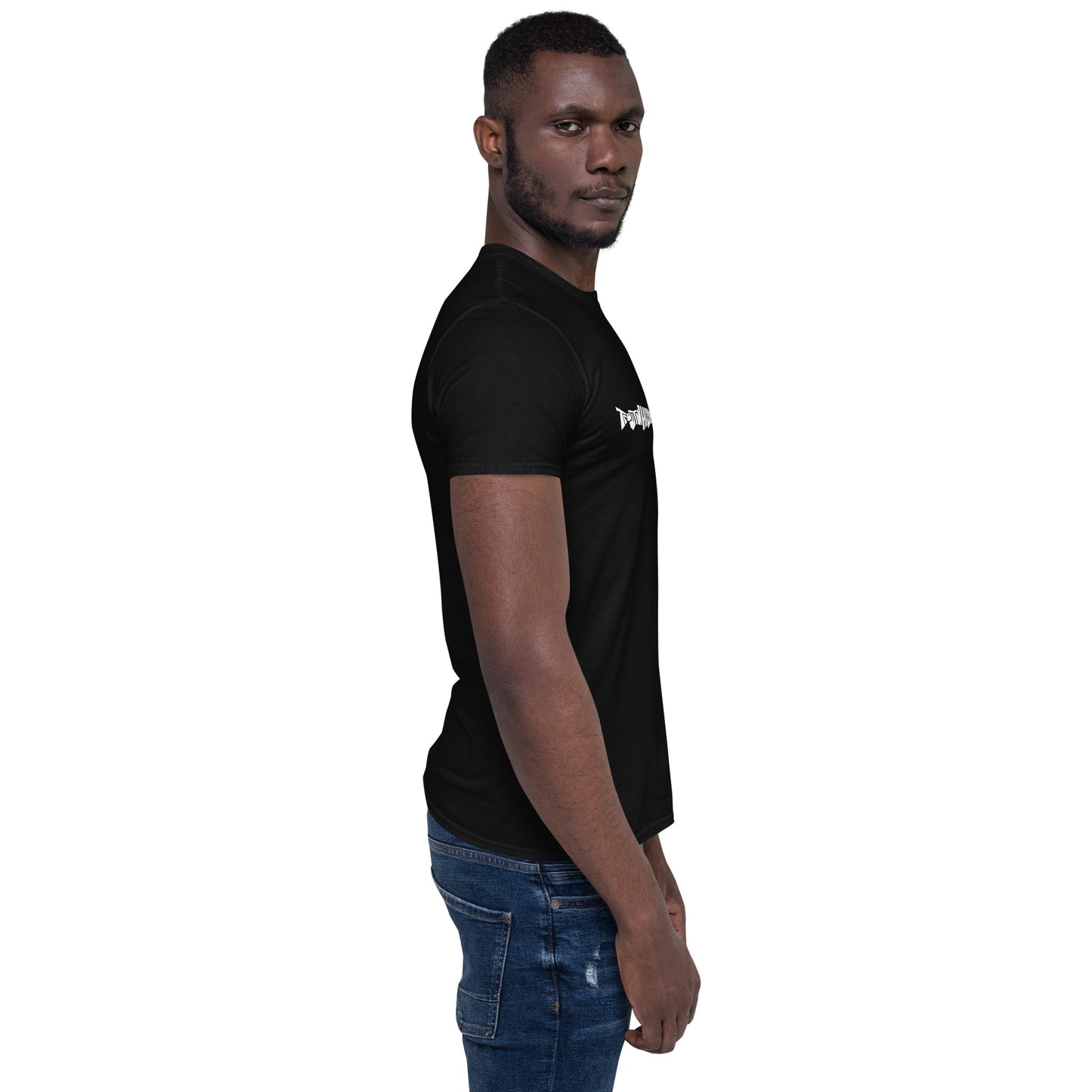 TroutWhistler - Short-Sleeve Unisex T-Shirt | Dark w/ White Multi-Logo