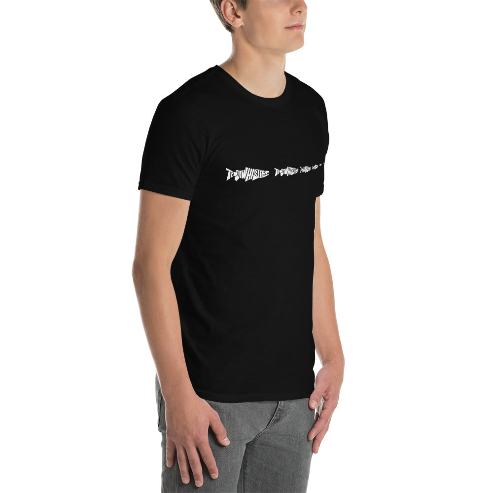 TroutWhistler - Short-Sleeve Unisex T-Shirt | Dark w/ White Multi-Logo