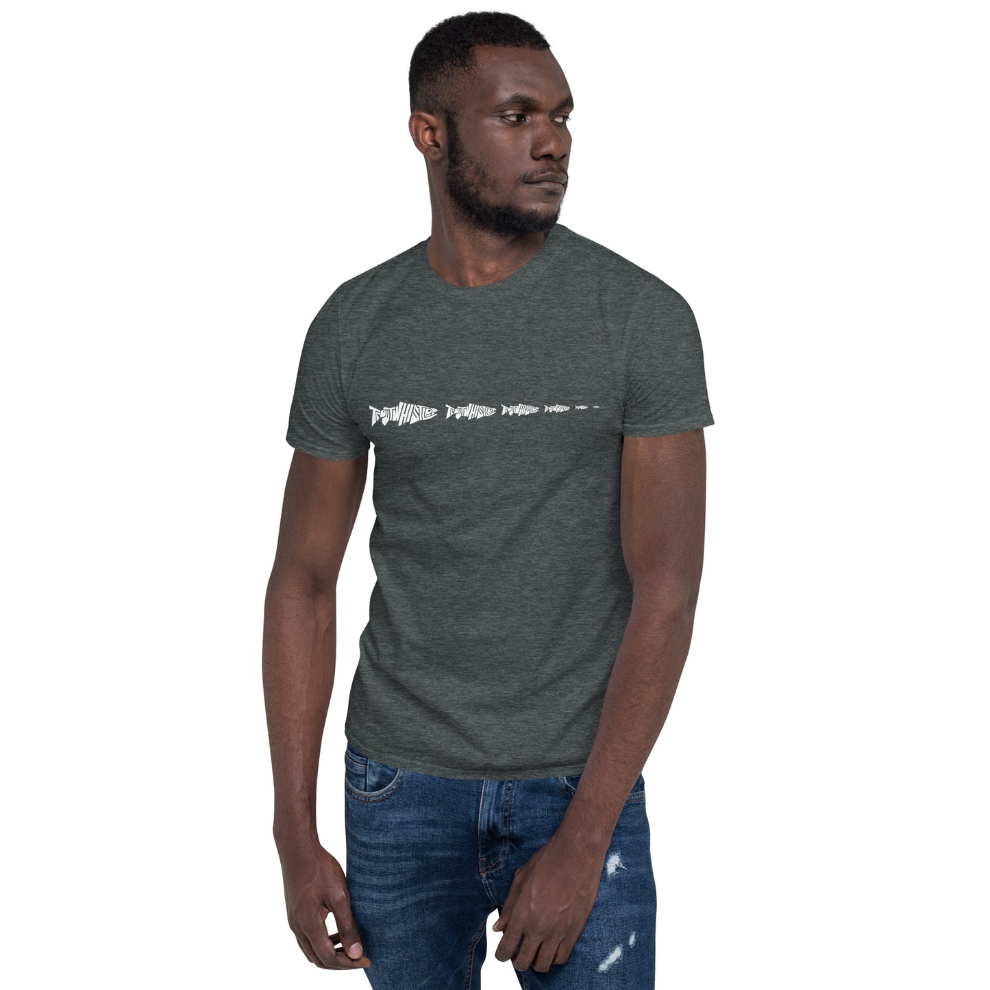 TroutWhistler - Short-Sleeve Unisex T-Shirt | Dark w/ White Multi-Logo