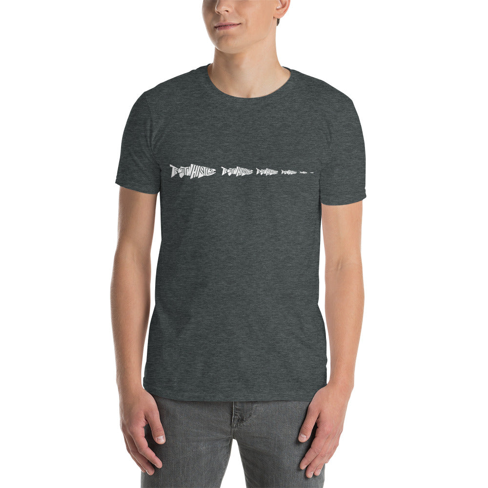 TroutWhistler - Short-Sleeve Unisex T-Shirt | Dark w/ White Multi-Logo