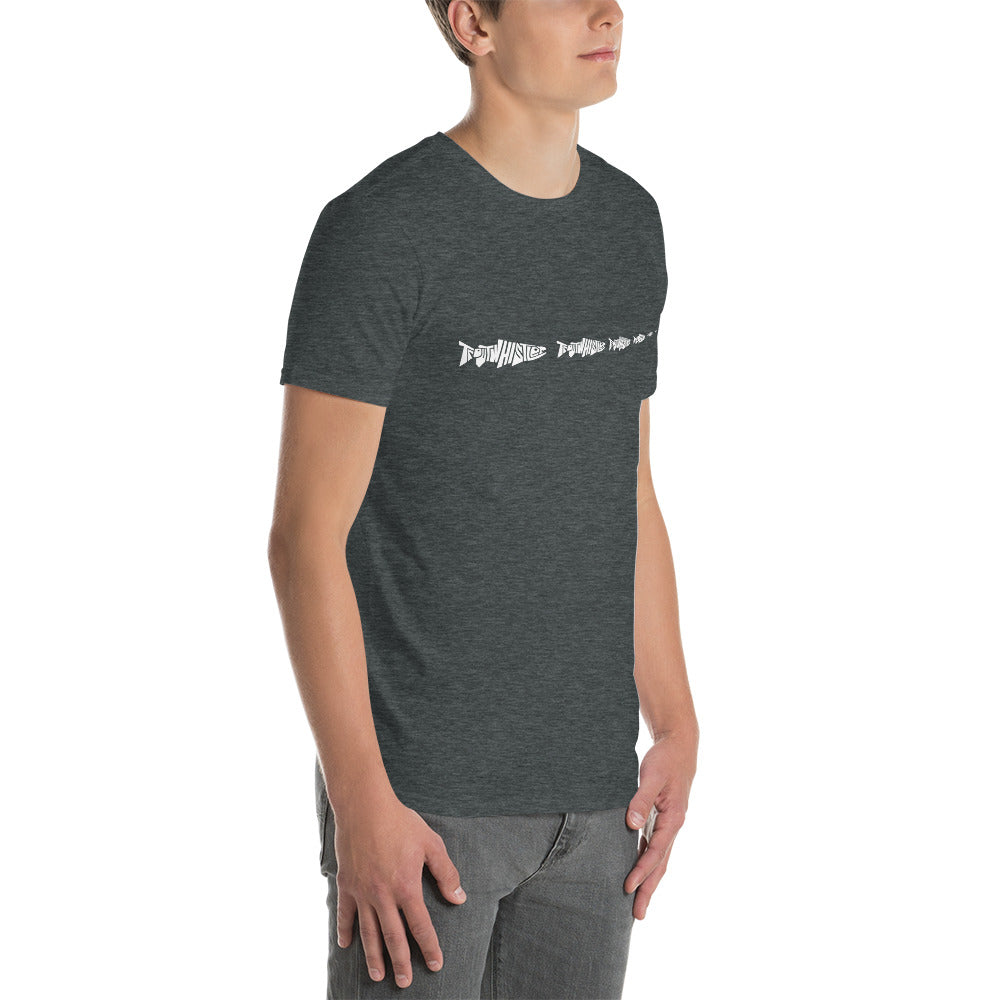 TroutWhistler - Short-Sleeve Unisex T-Shirt | Dark w/ White Multi-Logo