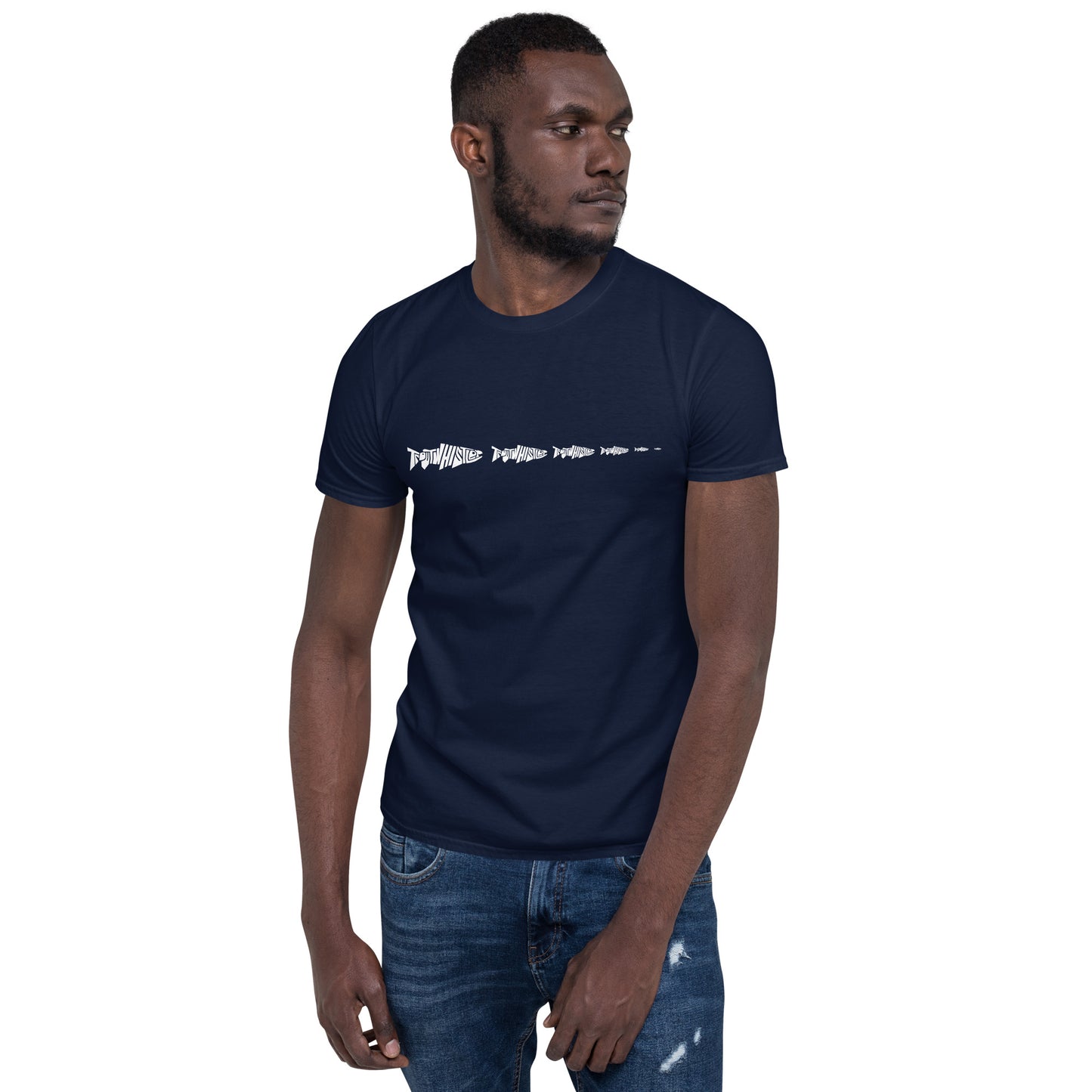 TroutWhistler - Short-Sleeve Unisex T-Shirt | Dark w/ White Multi-Logo