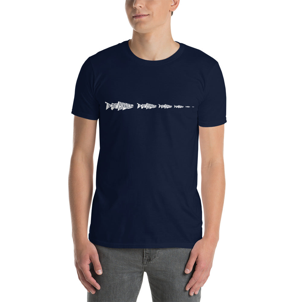 TroutWhistler - Short-Sleeve Unisex T-Shirt | Dark w/ White Multi-Logo