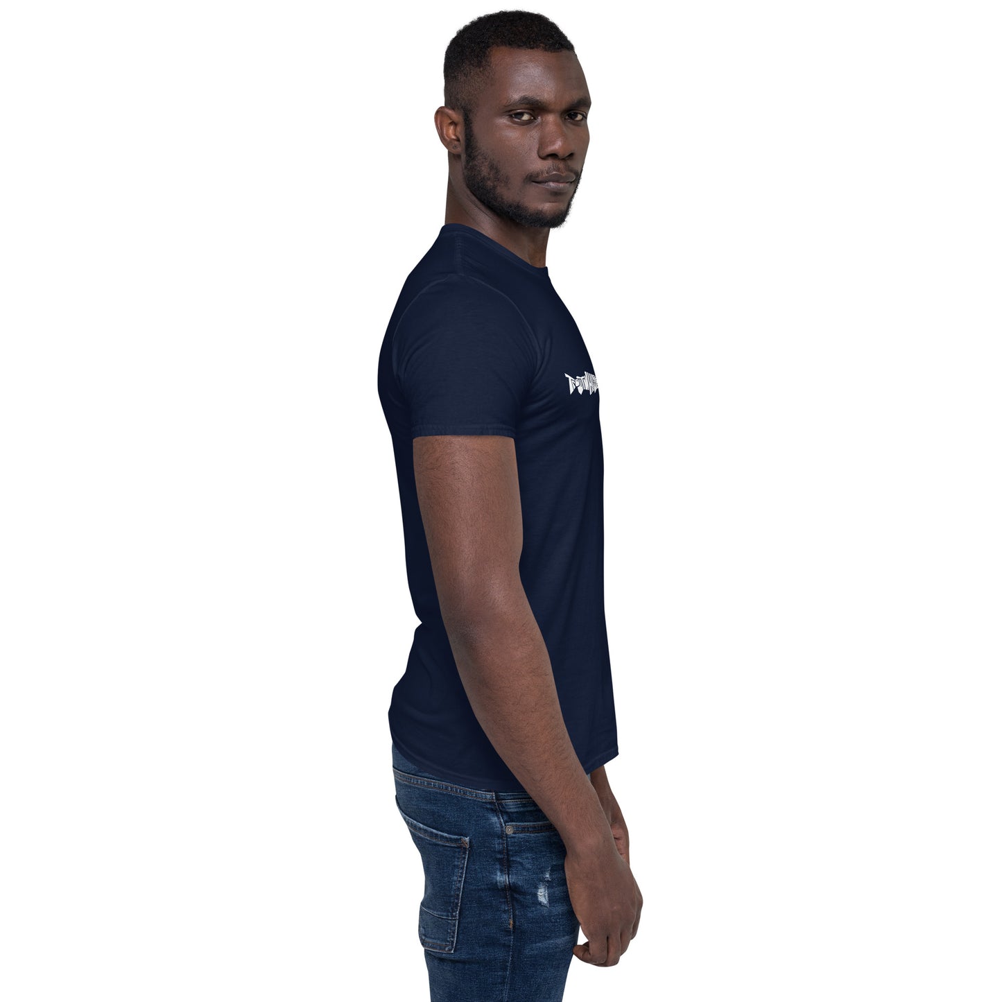 TroutWhistler - Short-Sleeve Unisex T-Shirt | Dark w/ White Multi-Logo