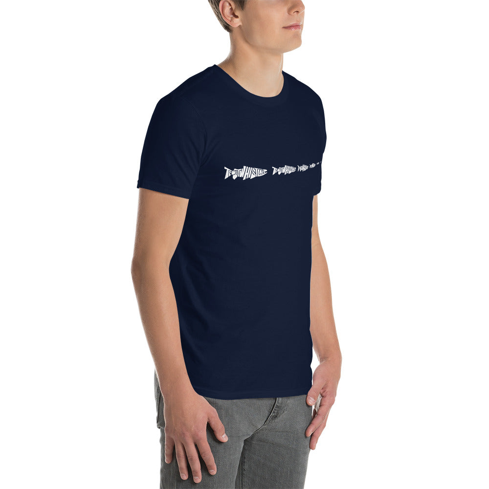 TroutWhistler - Short-Sleeve Unisex T-Shirt | Dark w/ White Multi-Logo