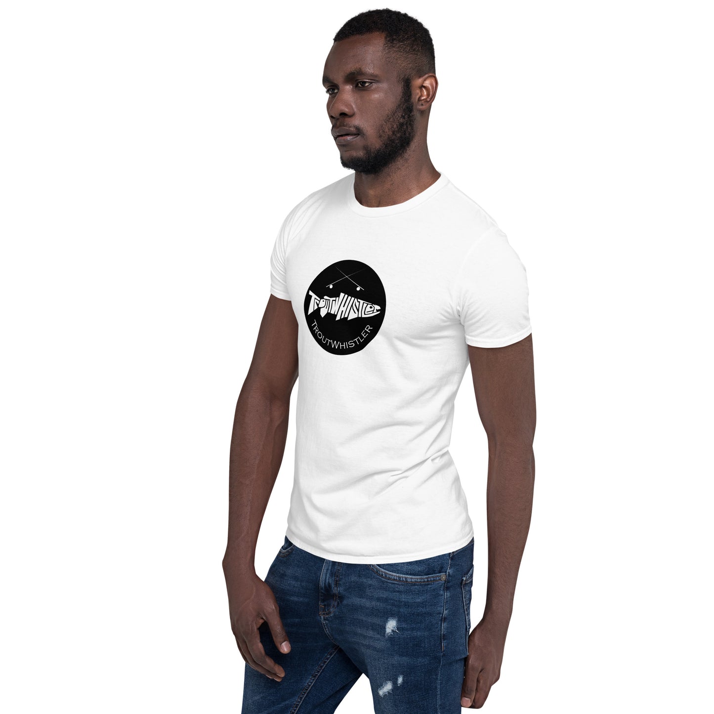 TroutWhistler - Short-Sleeve Unisex T-Shirt | Light w/ Black Round Logo