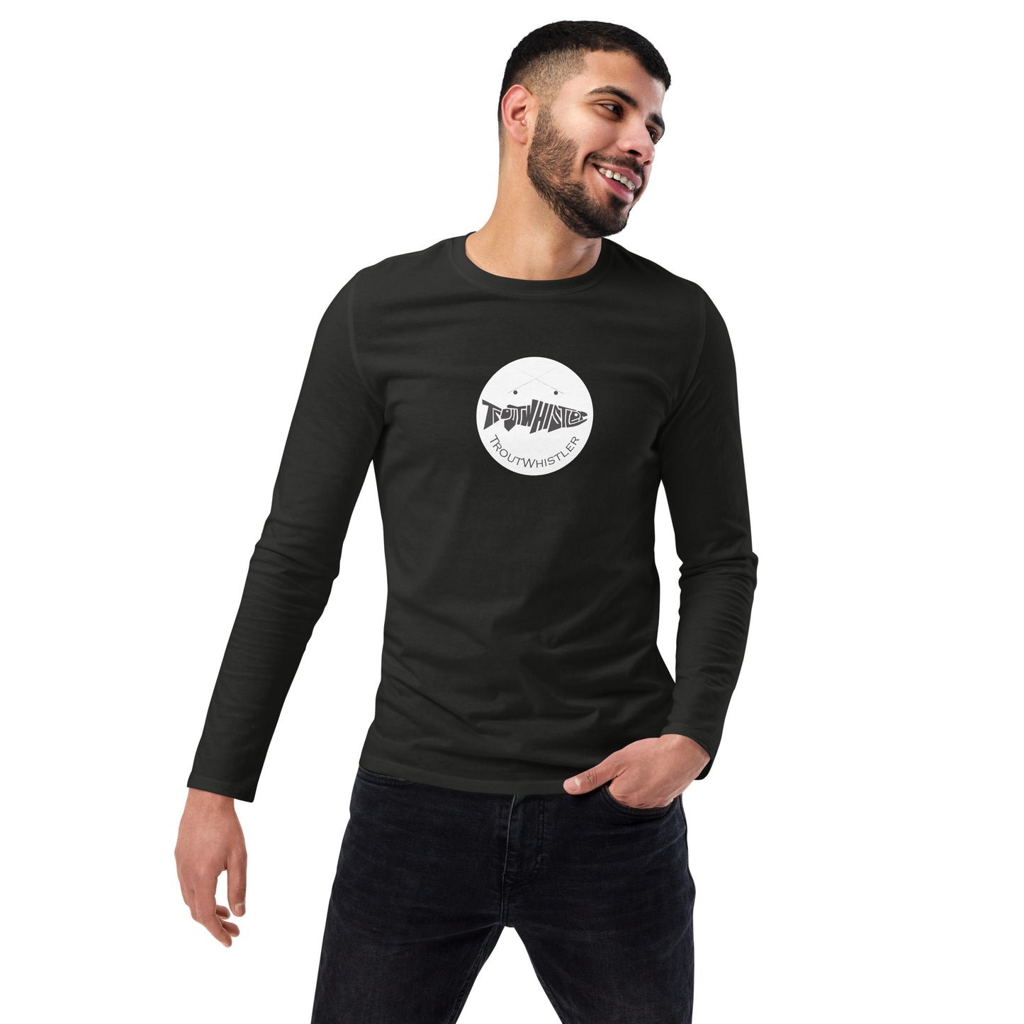 TroutWhistler - Fashion Long Sleeve Shirt | Dark w/ White Round Logo