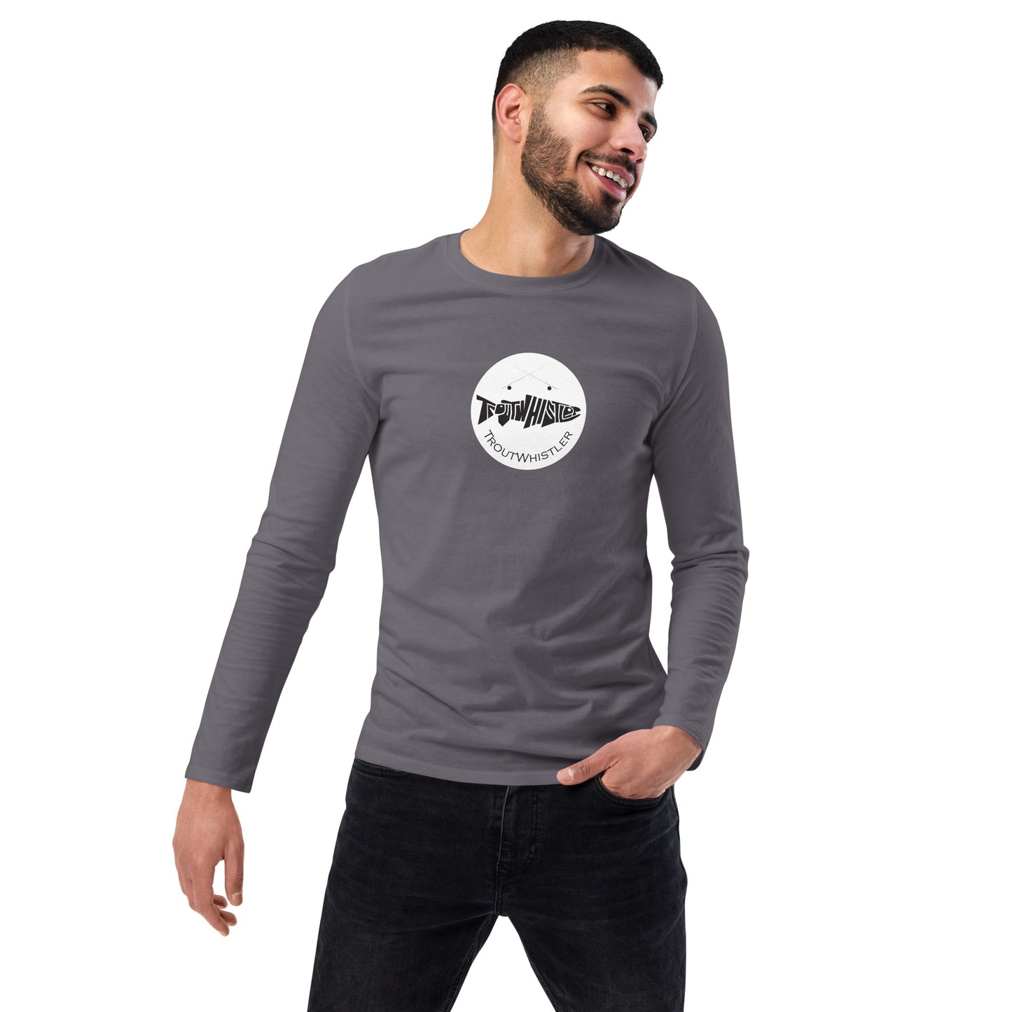 TroutWhistler - Fashion Long Sleeve Shirt | Dark w/ White Round Logo