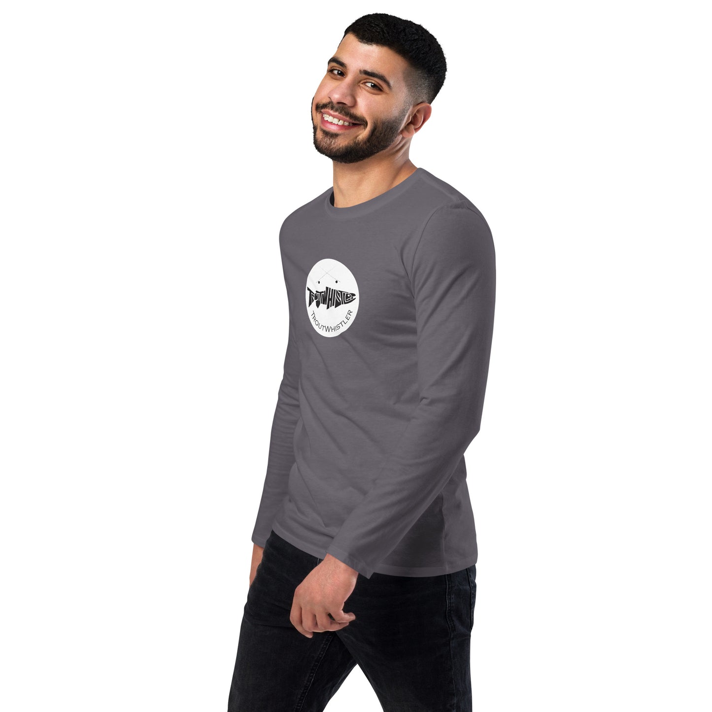 TroutWhistler - Fashion Long Sleeve Shirt | Dark w/ White Round Logo
