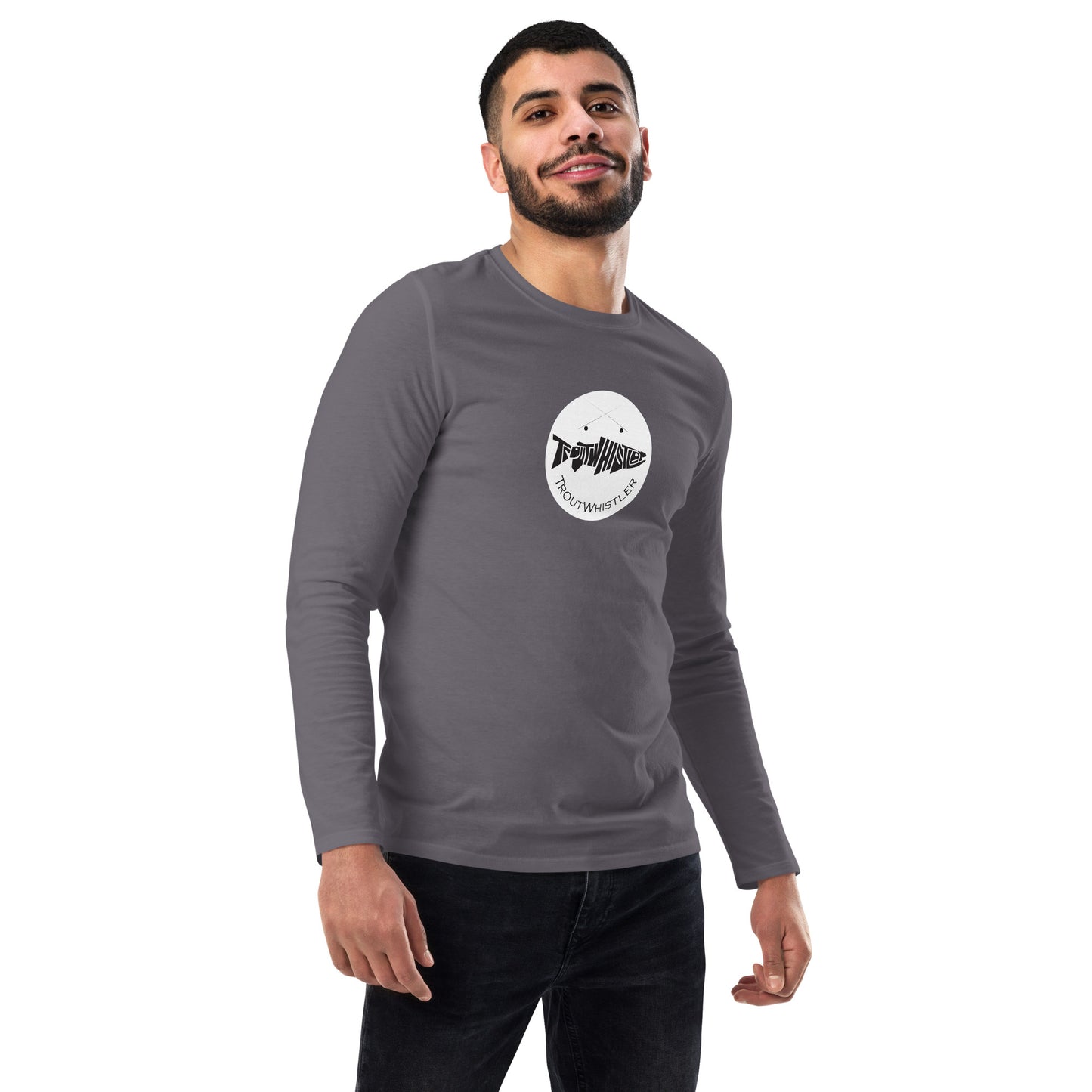 TroutWhistler - Fashion Long Sleeve Shirt | Dark w/ White Round Logo