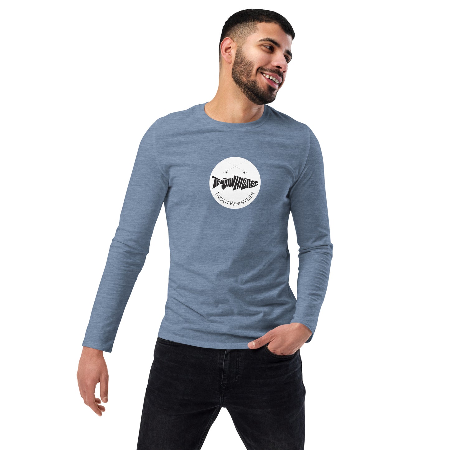 TroutWhistler - Fashion Long Sleeve Shirt | Dark w/ White Round Logo