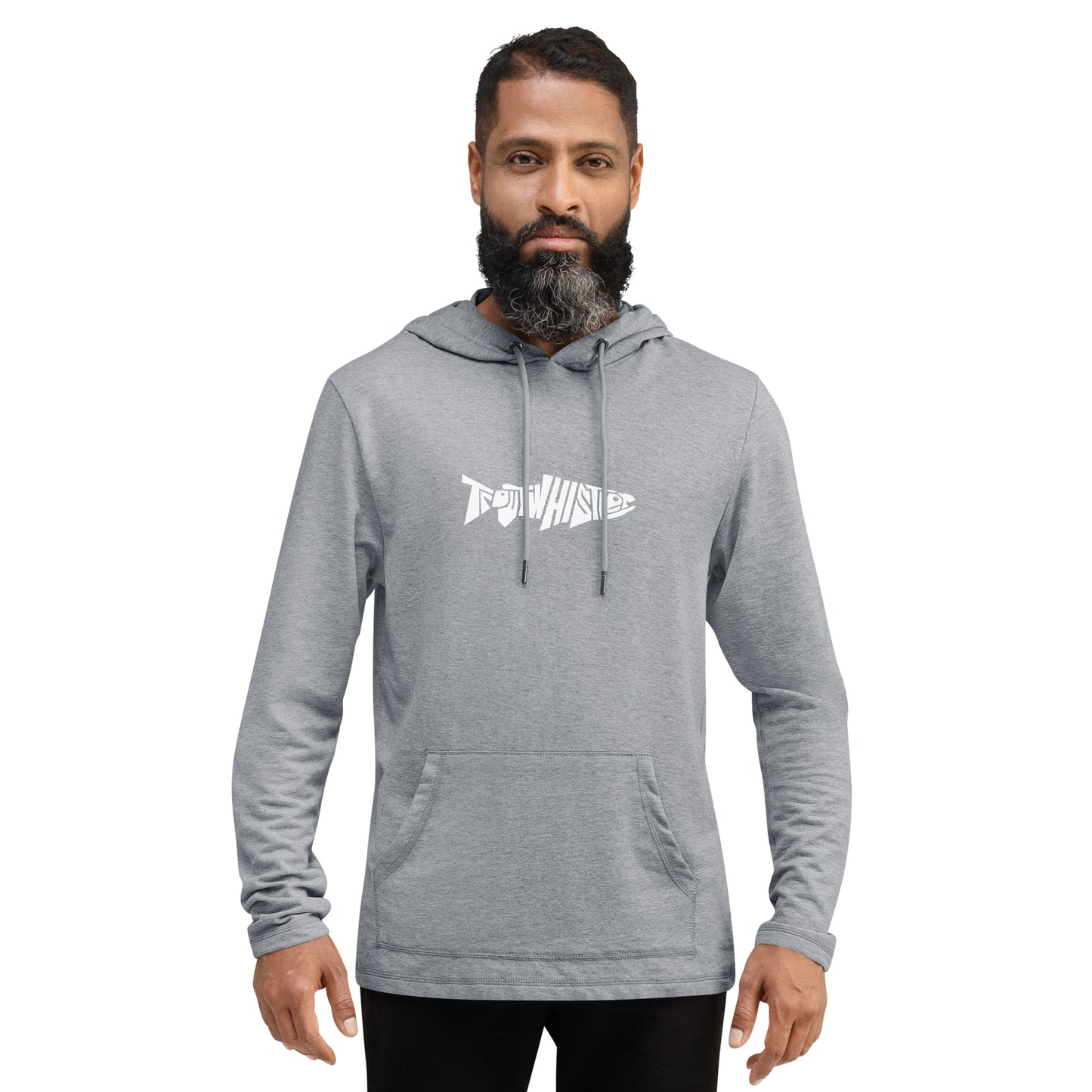 TroutWhistler - Men's Lightweight Hoodie | Black w/ White Logo