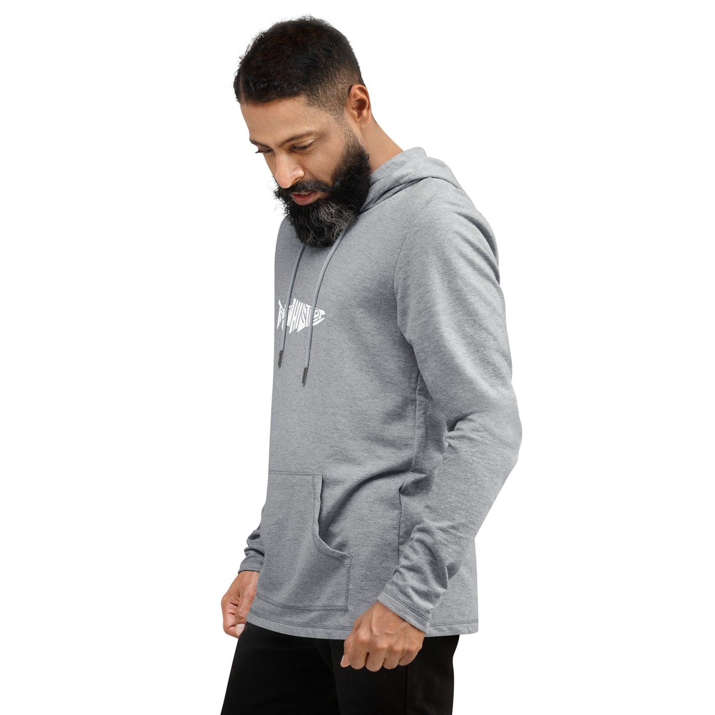 TroutWhistler - Men's Lightweight Hoodie | Black w/ White Logo