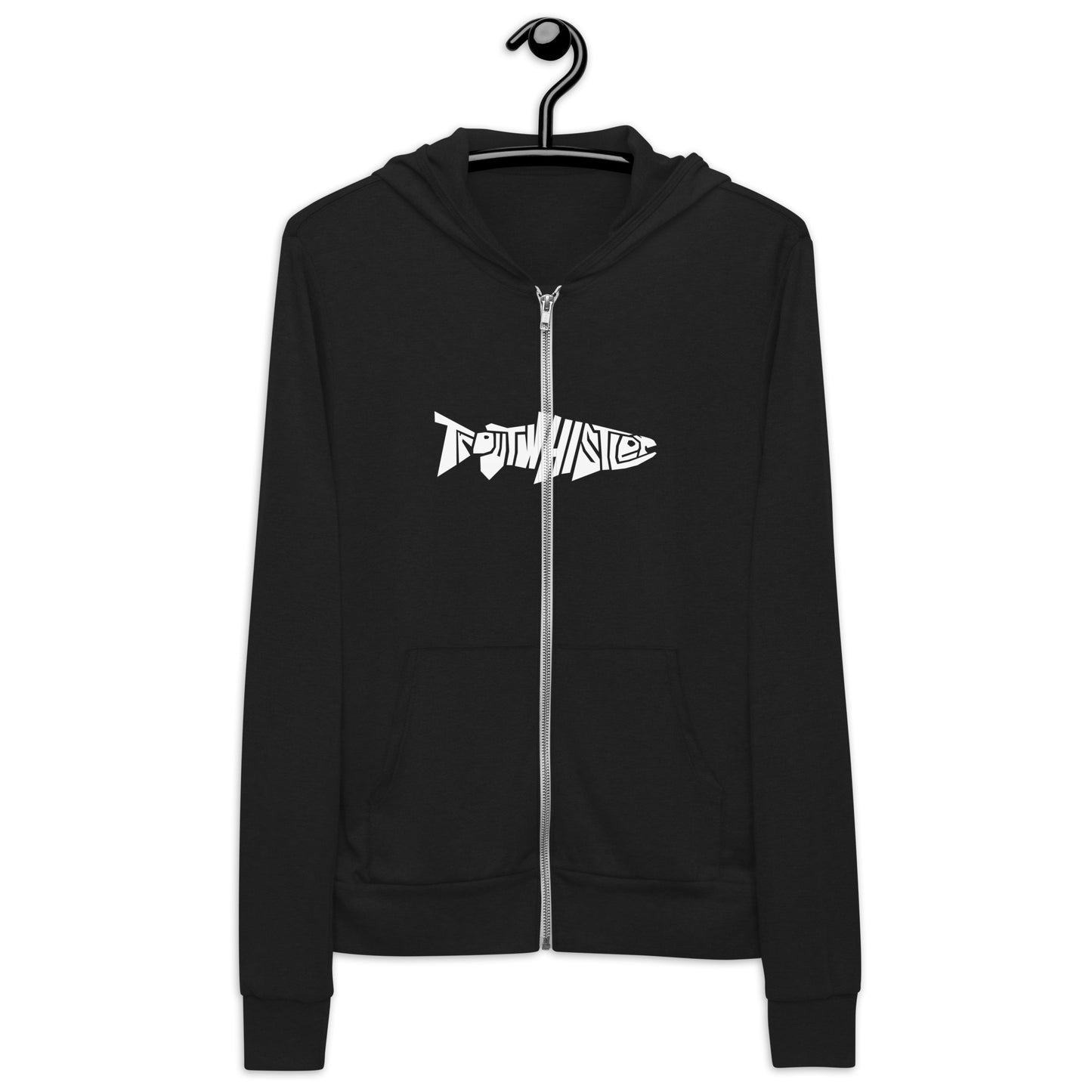 TroutWhistler - Men's Hoodie Zip Hoodie | I'm Hooked On TroutWhistler - Grey w/ White Logos