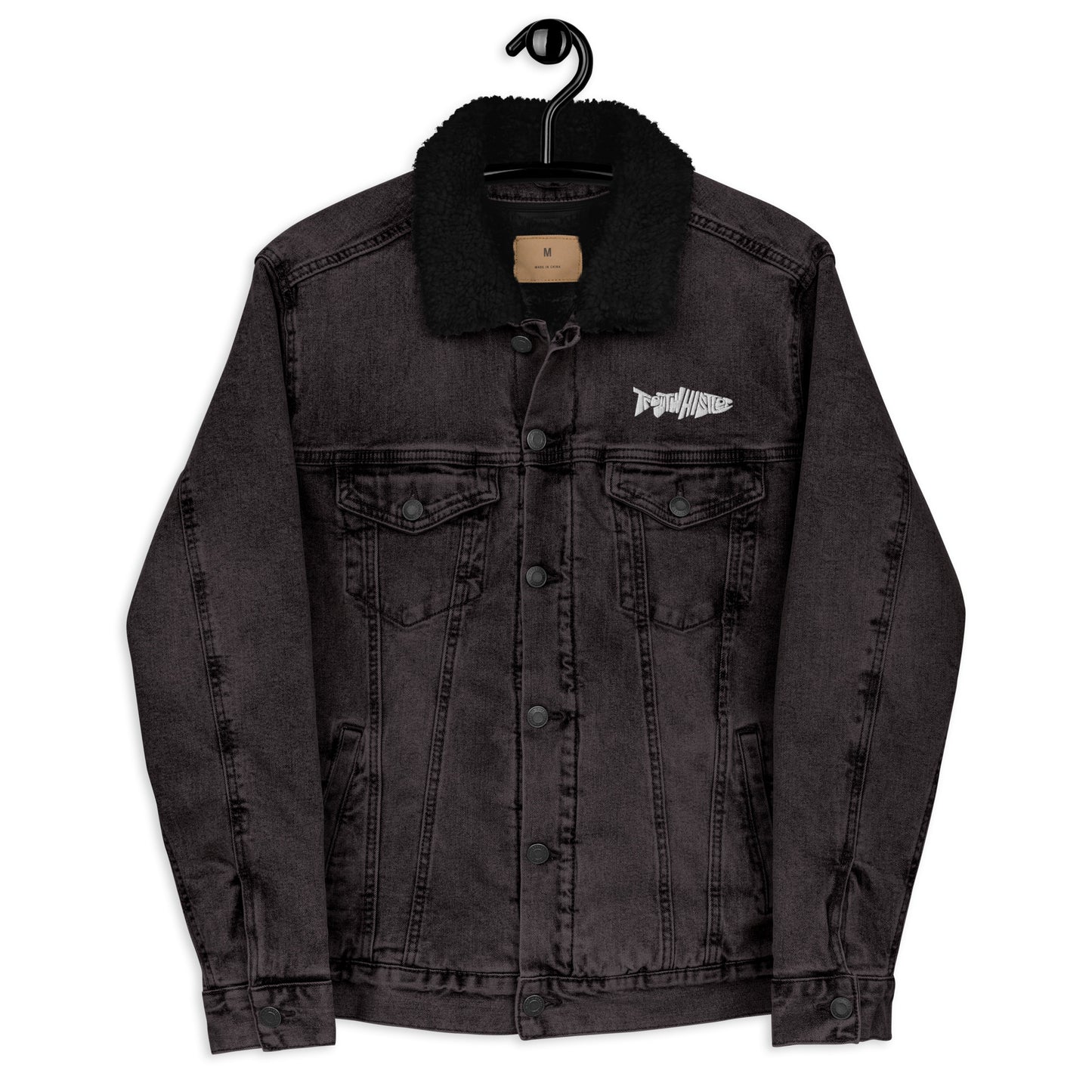TroutWhistler - Unisex Denim Sherpa Jacket | Dark w/ White Logo