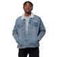 TroutWhistler - Unisex Denim Sherpa Jacket | Dark w/ White Logo