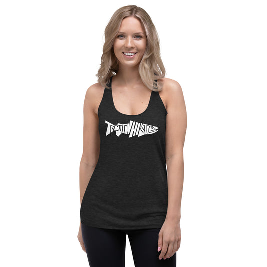 TroutWhistler - Women's Racerback Tank | Dark w/ White Logo