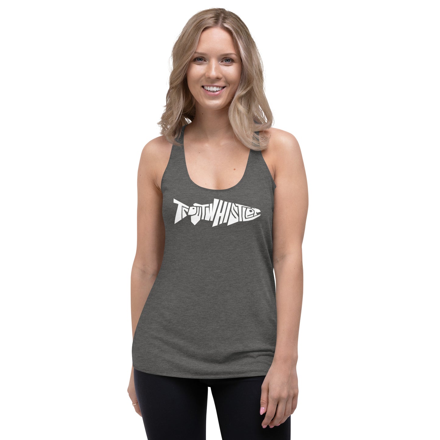 TroutWhistler - Women's Racerback Tank | Dark w/ White Logo